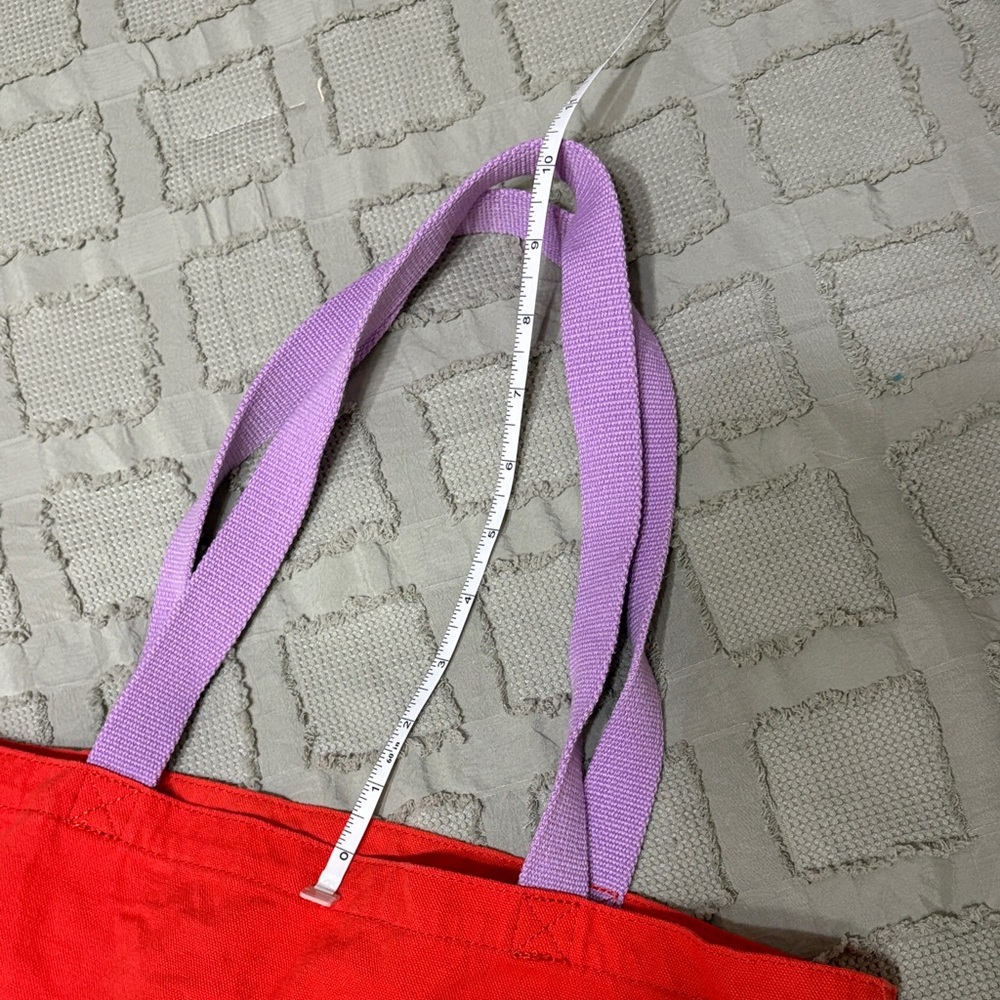 New GAP Vibrant Orange Tote with Lavender Handles and Letters - Picture 3 of 7